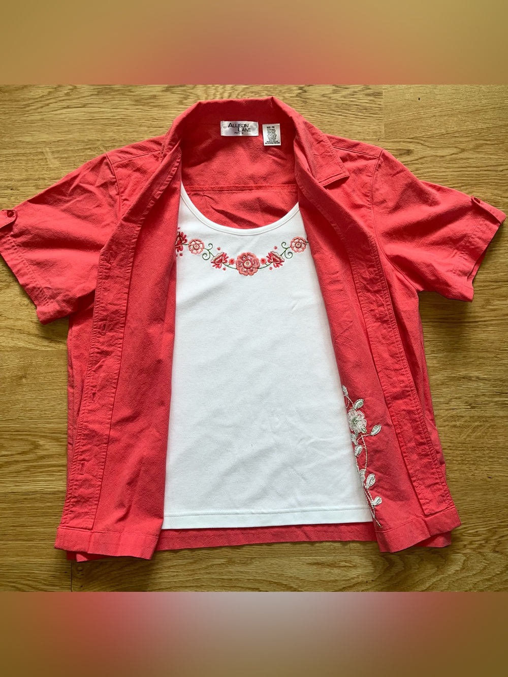 VTG Allison Lane Petite PM Pink Collared Button-Up Blouse Y2K